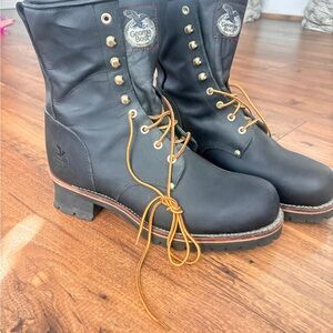 Georgia Boot Black Sole with Gold Accents